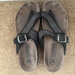 Mephisto Black Studded Sandals